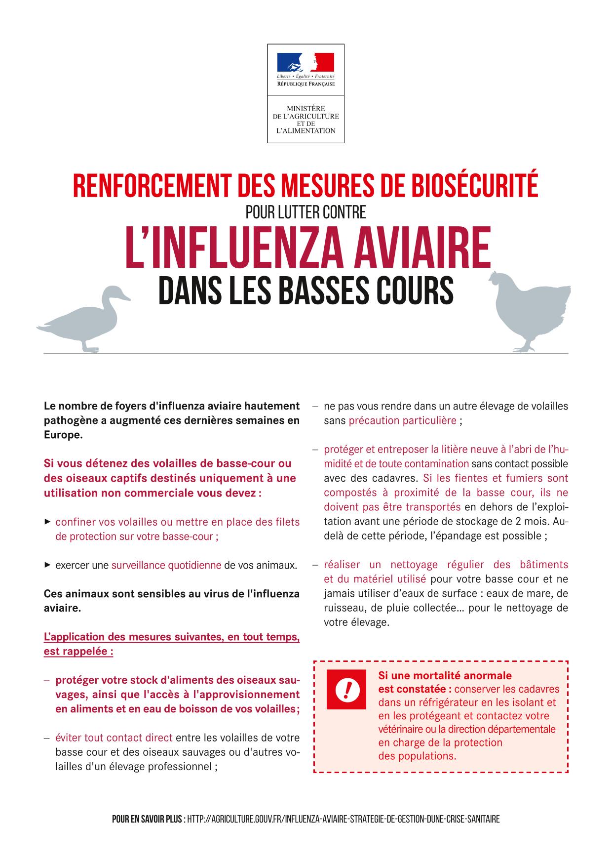 Renforcement des mesures de biosécurité